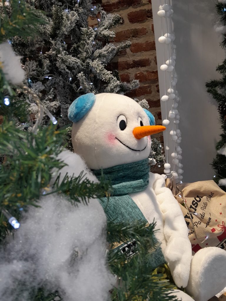 Automates de Vitrines - Décoration Vitrine de Magasin avec Bonhomme de Neige Automate- Vitrine de Noël Atol les Opticiens