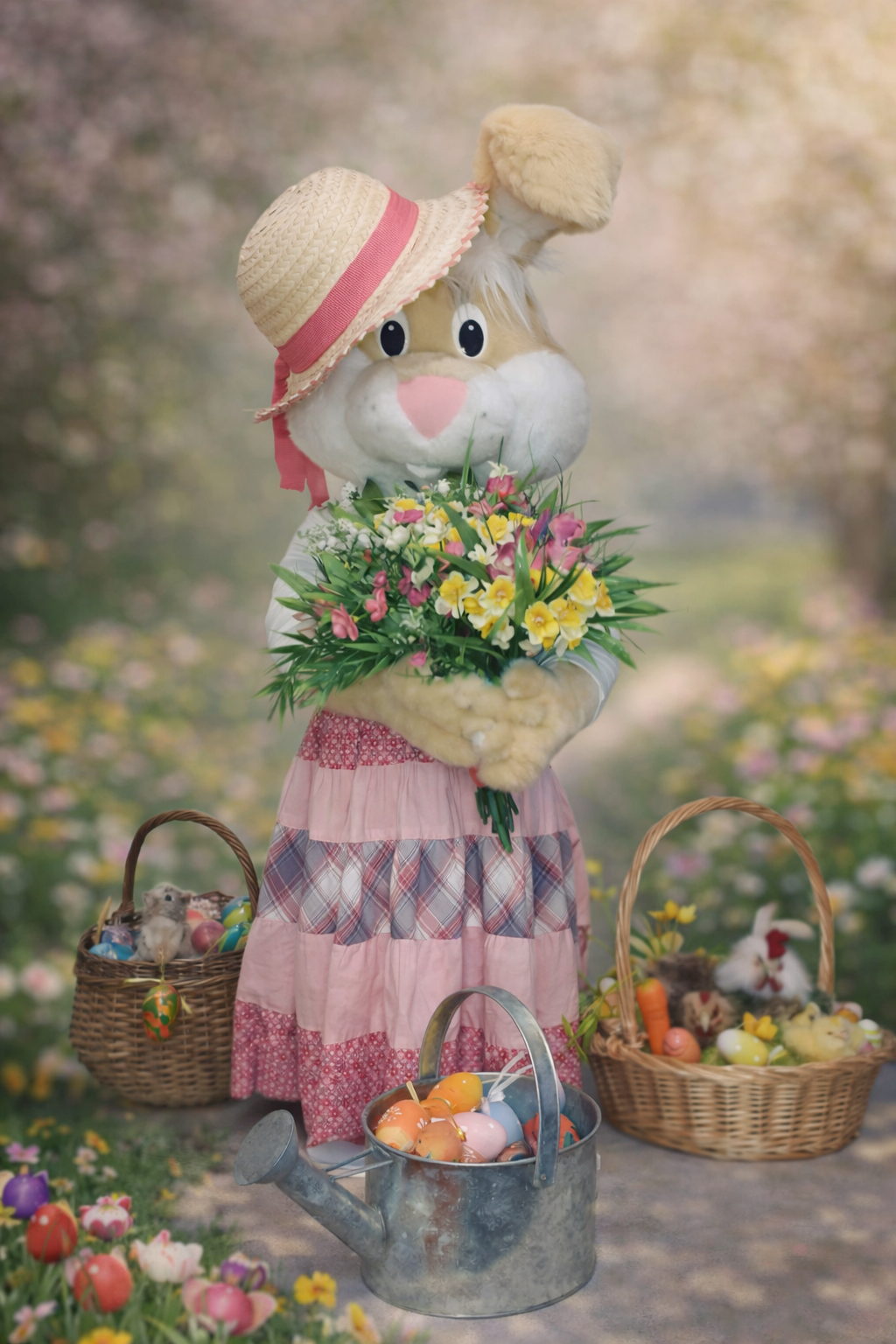 Lapine Automate - Lapin Bouquet de fleurs - Automate de Pâques