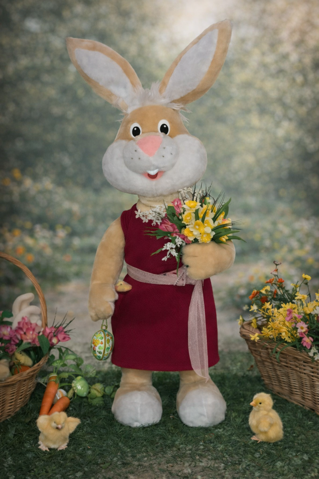 Lapin Automate - Lapin Bouquet de fleur- Lapin de Pâques Automate