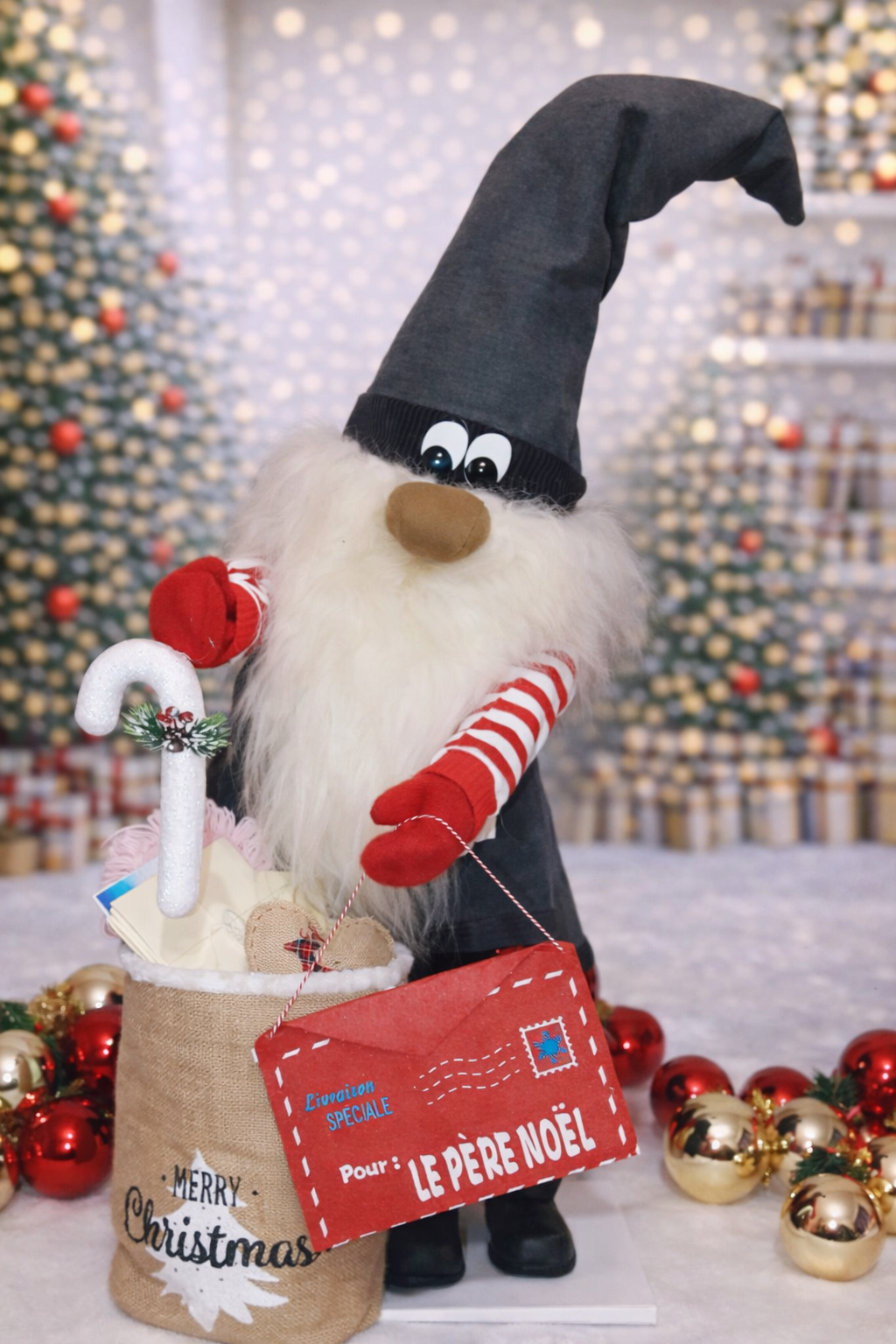 Automate de Noël Gnome Automate Bonnet Gris-Fabrication Location Automates de Noël